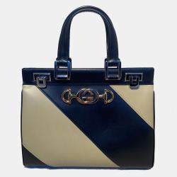 Gucci Zumi Shibuya Black And Tan Medium Top Handle Bag