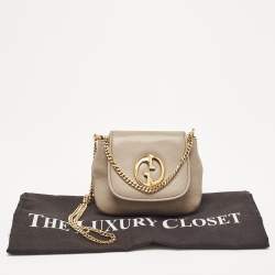 Pre Owned Gucci Beige Leather Small 1973 Chain Crossbody Bag