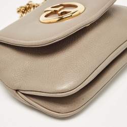 Pre Owned Gucci Beige Leather Small 1973 Chain Crossbody Bag