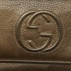 Gucci Brown Leather Soho Flap Continental Wallet
