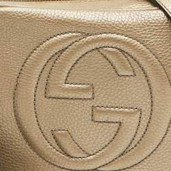 Gucci Metallic Beige Leather Small Soho Shoulder Bag
