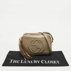 Gucci Metallic Beige Leather Small Soho Shoulder Bag