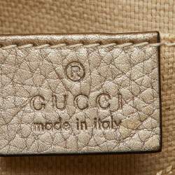 Gucci Metallic Beige Leather Small Soho Shoulder Bag
