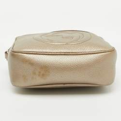 Gucci Metallic Beige Leather Small Soho Shoulder Bag