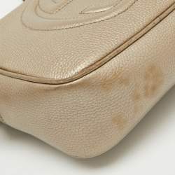 Gucci Metallic Beige Leather Small Soho Shoulder Bag