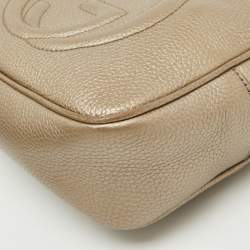 Gucci Metallic Beige Leather Small Soho Shoulder Bag