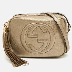 Gucci Metallic Beige Leather Small Soho Shoulder Bag