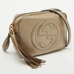 Gucci Metallic Beige Leather Small Soho Shoulder Bag