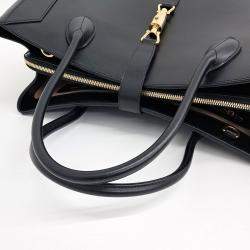 Pre Owned Gucci Black Leather Jackie 1961 Large Tote Bag