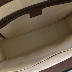Gucci Beige Brown PVC Ophidia Medium Top Handle Tote Bag