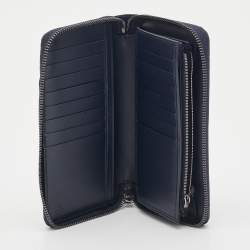 Gucci Navy Blue Guccissima Leather Zip Around Organizer Wallet