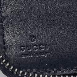 Gucci Navy Blue Guccissima Leather Zip Around Organizer Wallet