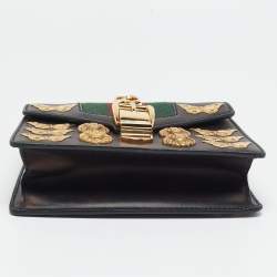 Pre Owned Gucci Black Leather Mini Animal Sylvie Top Handle Bag