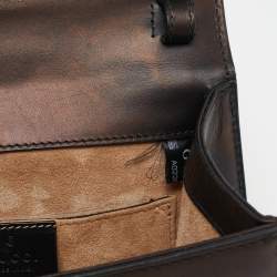 Pre Owned Gucci Black Leather Mini Animal Sylvie Top Handle Bag