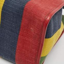 Gucci Multicolor Canvas and Leather Logo Stripe Tote