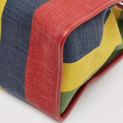 Gucci Multicolor Canvas and Leather Logo Stripe Tote