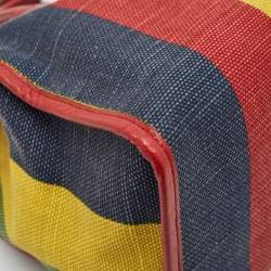 Gucci Multicolor Canvas and Leather Logo Stripe Tote
