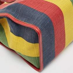 Gucci Multicolor Canvas and Leather Logo Stripe Tote