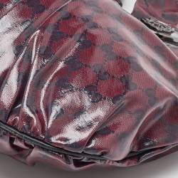 Gucci Burgundy/Black GG Crystal Canvas and Leather Hysteria Hobo