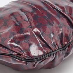 Gucci Burgundy/Black GG Crystal Canvas and Leather Hysteria Hobo