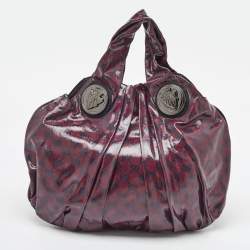 Gucci Burgundy/Black GG Crystal Canvas and Leather Hysteria Hobo