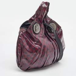 Gucci Burgundy/Black GG Crystal Canvas and Leather Hysteria Hobo