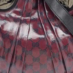 Gucci Burgundy/Black GG Crystal Canvas and Leather Hysteria Hobo