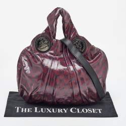 Gucci Burgundy/Black GG Crystal Canvas and Leather Hysteria Hobo