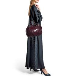 Gucci Burgundy/Black GG Crystal Canvas and Leather Hysteria Hobo