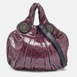 Gucci Burgundy/Black GG Crystal Canvas and Leather Hysteria Hobo