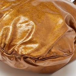 Pre Owned Gucci Gold Patent Leather Large Hysteria Hobo