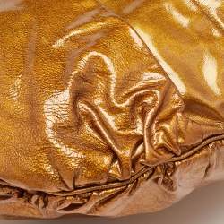 Pre Owned Gucci Gold Patent Leather Large Hysteria Hobo