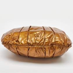 Pre Owned Gucci Gold Patent Leather Large Hysteria Hobo