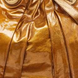 Pre Owned Gucci Gold Patent Leather Large Hysteria Hobo