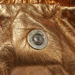 Pre Owned Gucci Gold Patent Leather Large Hysteria Hobo