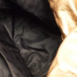 Pre Owned Gucci Gold Patent Leather Large Hysteria Hobo