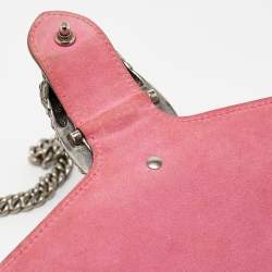Gucci Beige/Pink GG Supreme Canvas and Suede Medium Crystals Embellished Dionysus Shoulder Bag