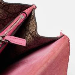 Gucci Beige/Pink GG Supreme Canvas and Suede Medium Crystals Embellished Dionysus Shoulder Bag