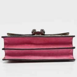 Gucci Beige/Pink GG Supreme Canvas and Suede Medium Crystals Embellished Dionysus Shoulder Bag