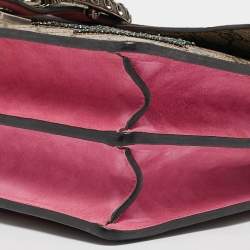 Gucci Beige/Pink GG Supreme Canvas and Suede Medium Crystals Embellished Dionysus Shoulder Bag