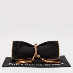 Pre Owned Gucci Black/Gold Satin Malika Tassel Clutch