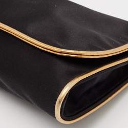 Pre Owned Gucci Black/Gold Satin Malika Tassel Clutch