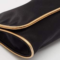 Pre Owned Gucci Black/Gold Satin Malika Tassel Clutch