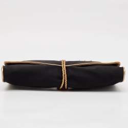 Pre Owned Gucci Black/Gold Satin Malika Tassel Clutch