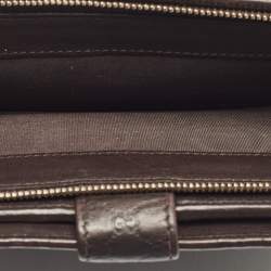 Gucci Dark Brown Guccissima Leather Interlocking G Flap Continental Wallet