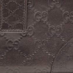 Gucci Dark Brown Guccissima Leather Interlocking G Flap Continental Wallet