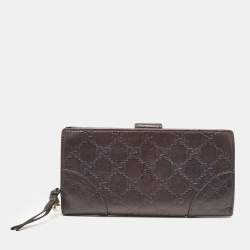 Gucci Dark Brown Guccissima Leather Interlocking G Flap Continental Wallet
