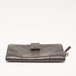 Gucci Dark Brown Guccissima Leather Interlocking G Flap Continental Wallet