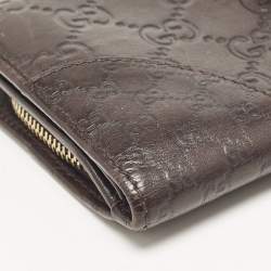 Gucci Dark Brown Guccissima Leather Interlocking G Flap Continental Wallet