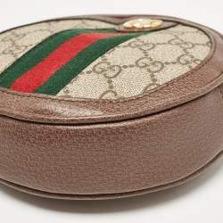 Gucci Beige GG Supreme Canvas and Leather Ophidia Round Wristlet Pouch